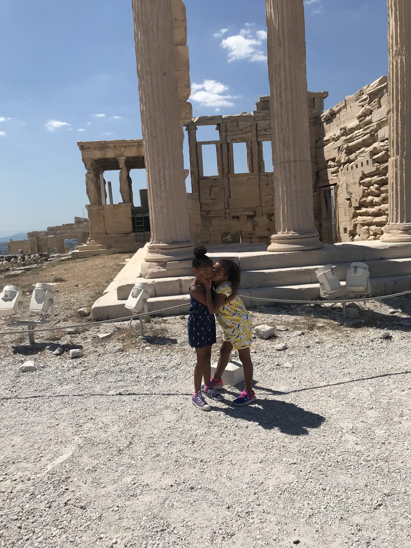 Madi and Say standing together at the Acropolis